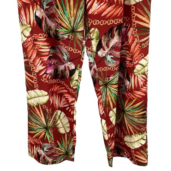 Guess Wide-Leg Pants Size XS Xsmall‎ Leta Tropical Print Red High-Rise - Picture 7 of 12